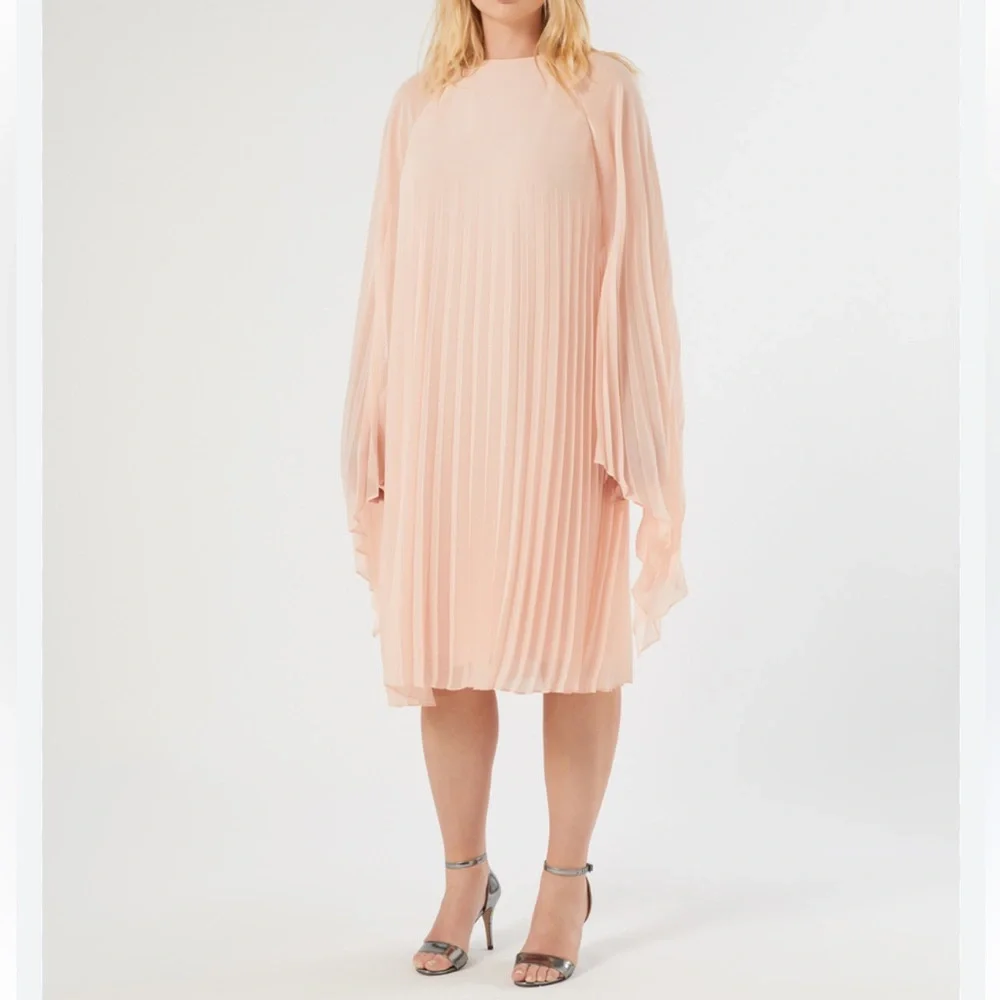 Alex Marie Jordan Sleeveless Cape Pleated Drape Sleeve Dress Pink Lined 1X 18W